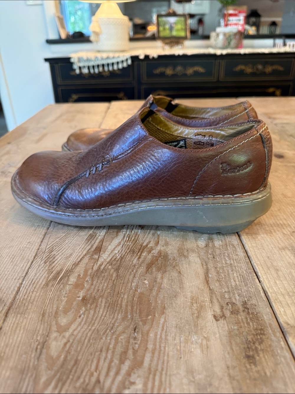 Dr. Martens Brown Leather Slip-On Clogs - Picture 6 of 10